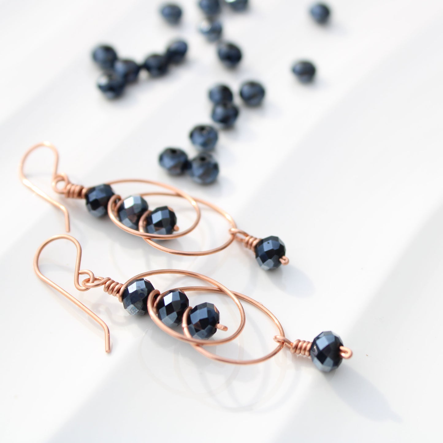 Blueberry Spinel Copper Earrings