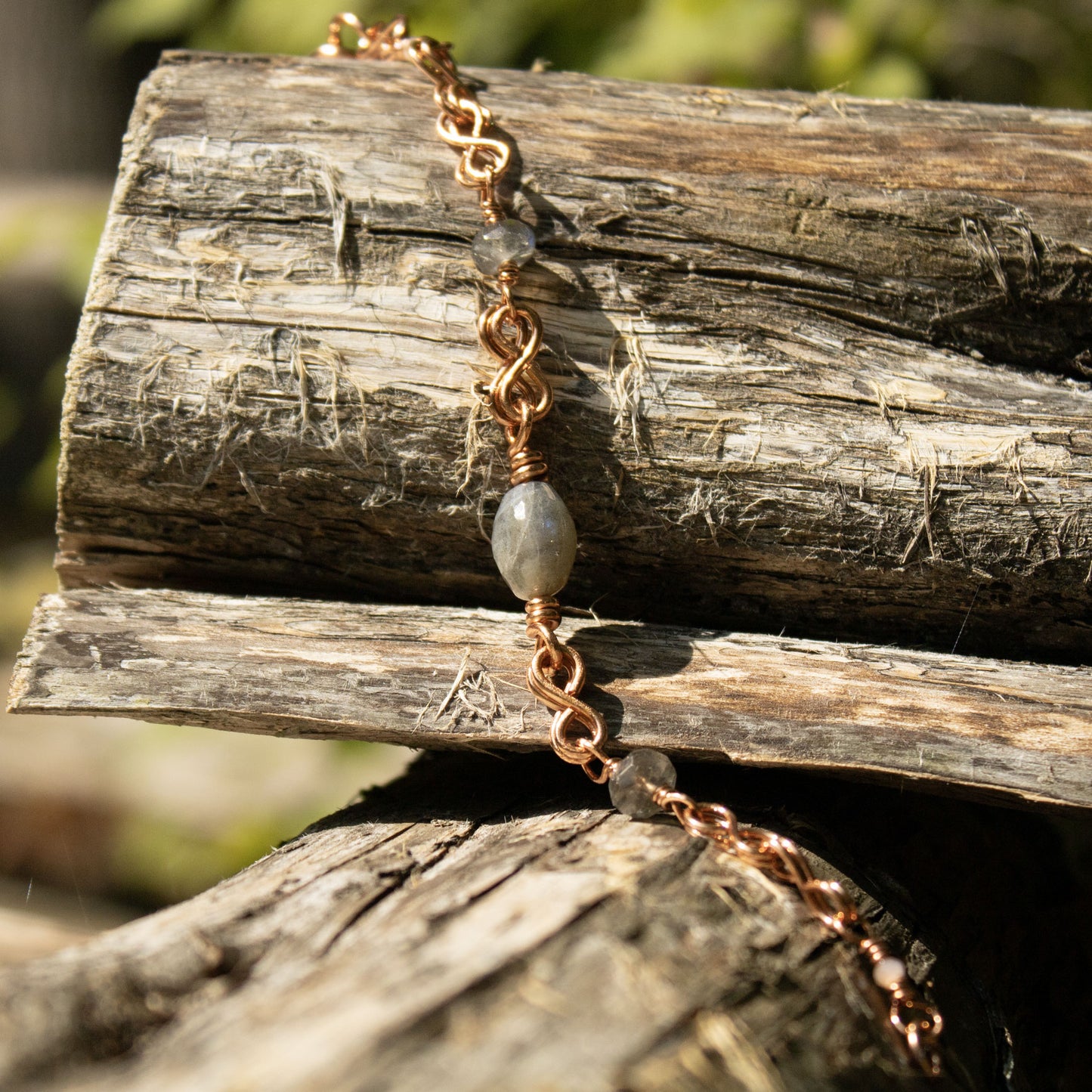 copper double infinity wire wrapped bracelet in copper