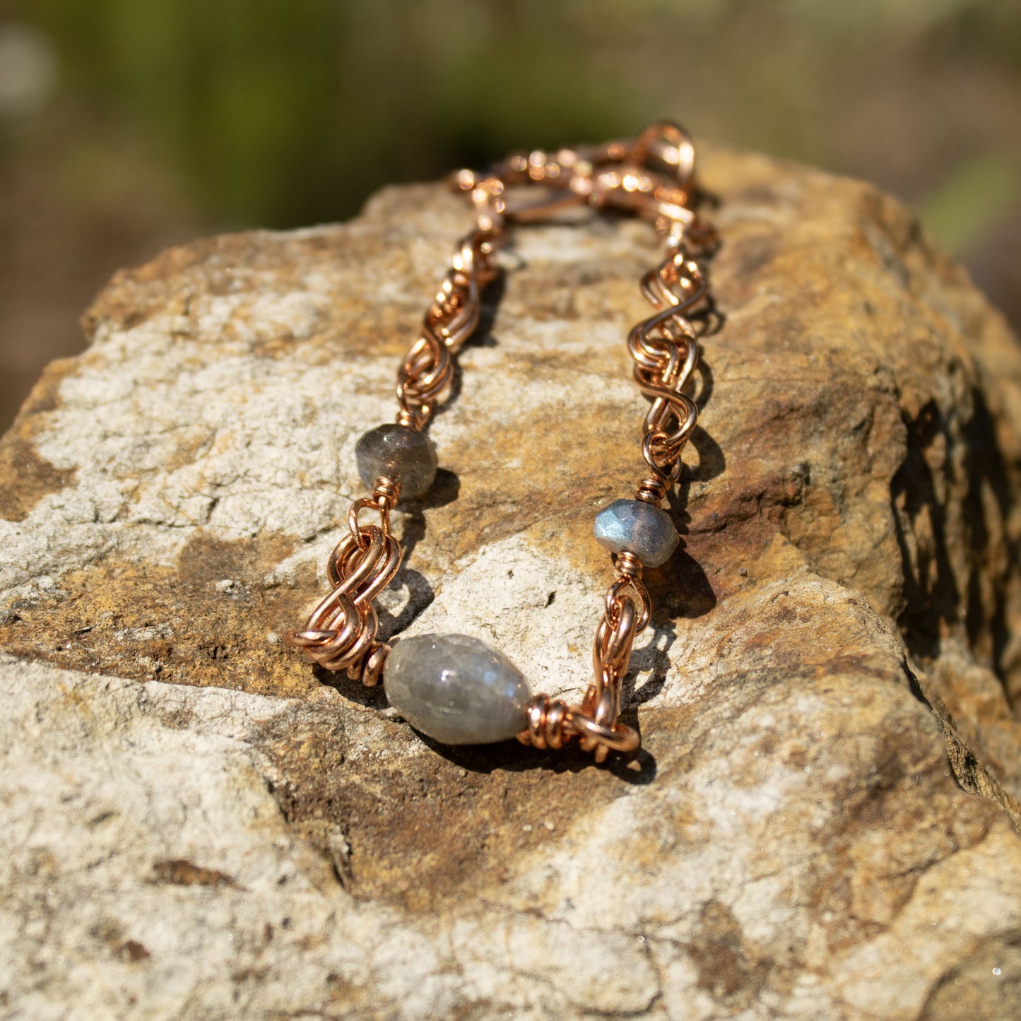 copper double infinity wire wrapped bracelet in copper