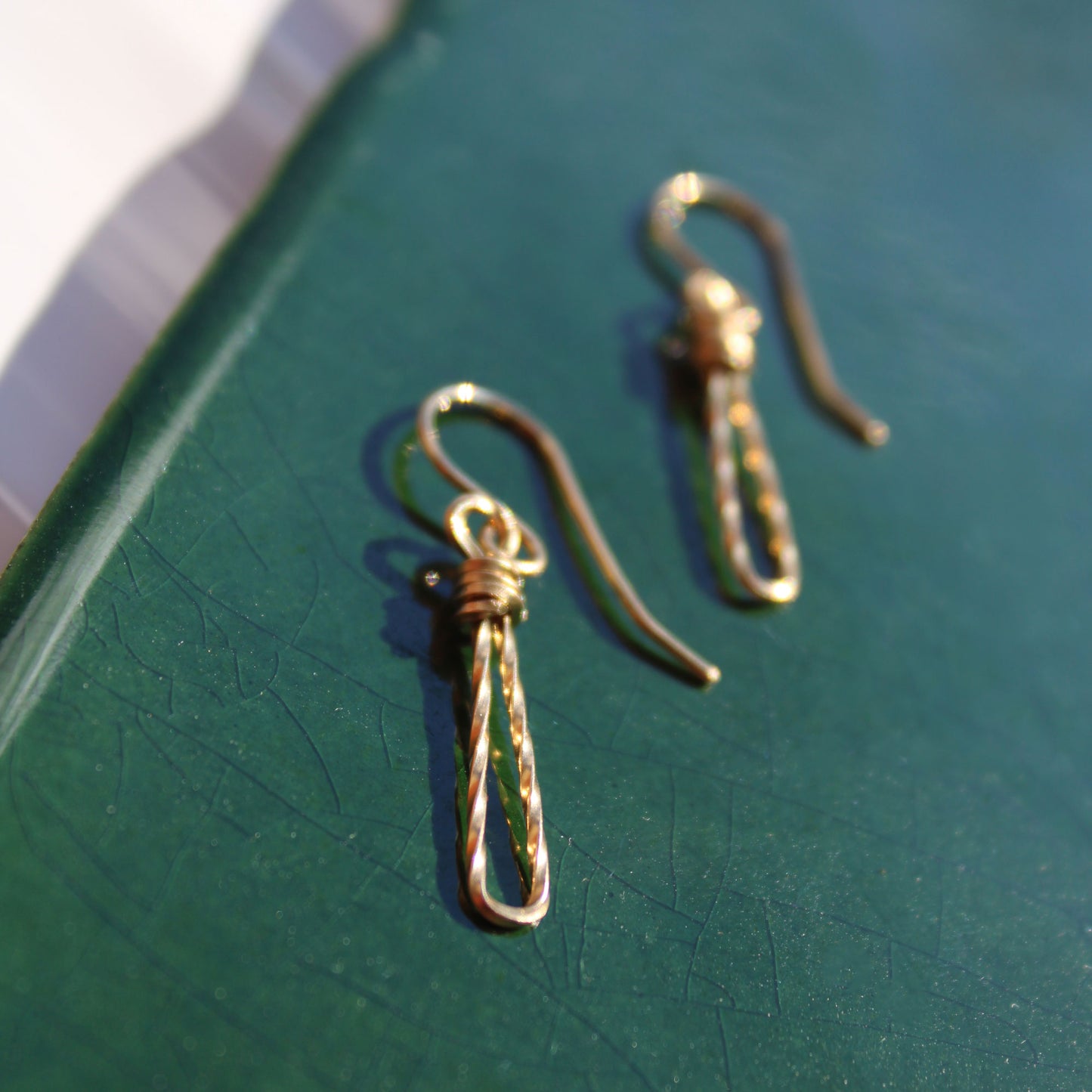 twisted knot gold filled handmade earrings carrie foscato design