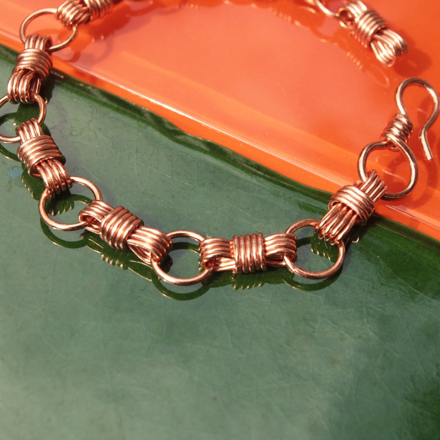 nautical equestrian inspired copper bracelet handmade by carrie foscato design