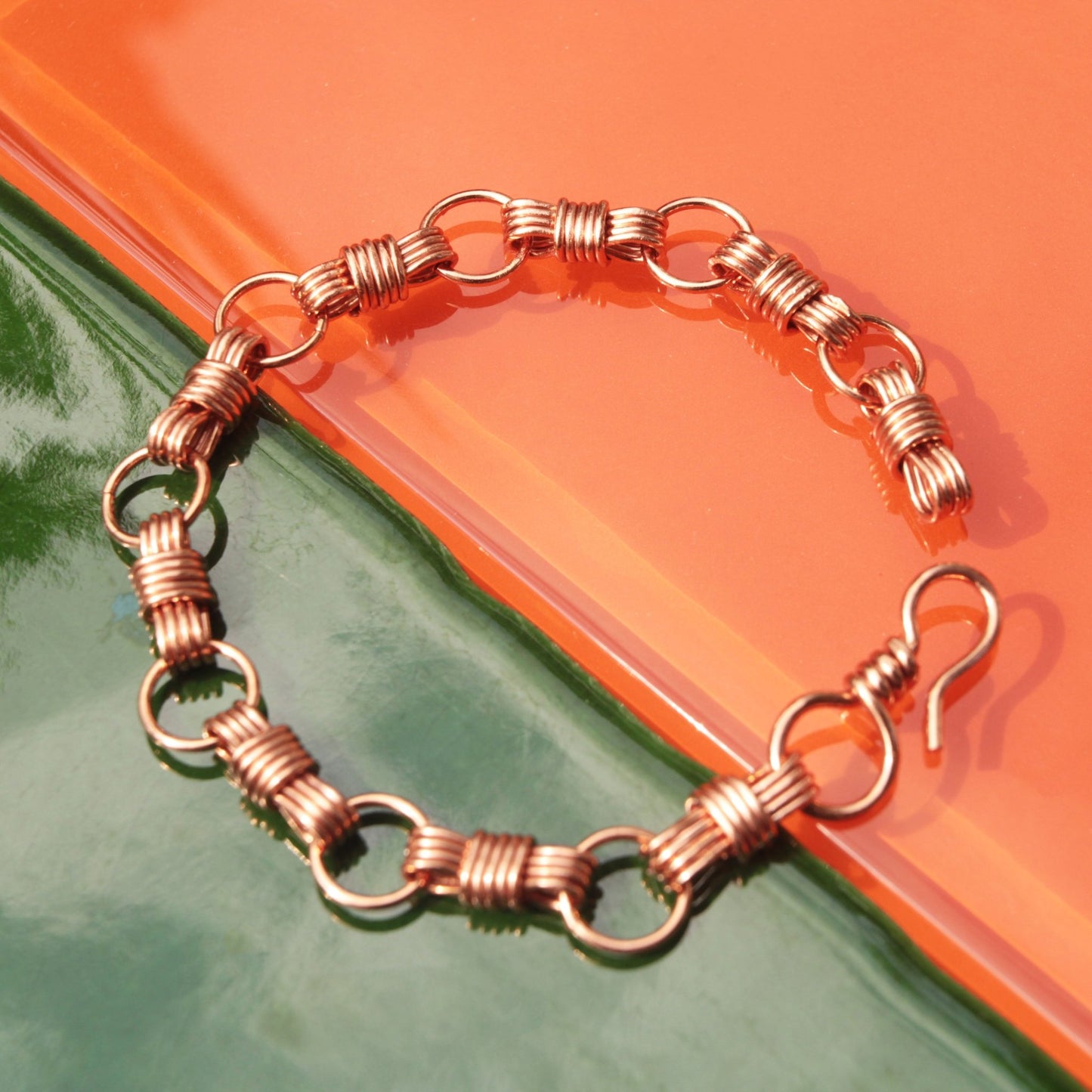 nautical equestrian inspired copper bracelet handmade by carrie foscato design