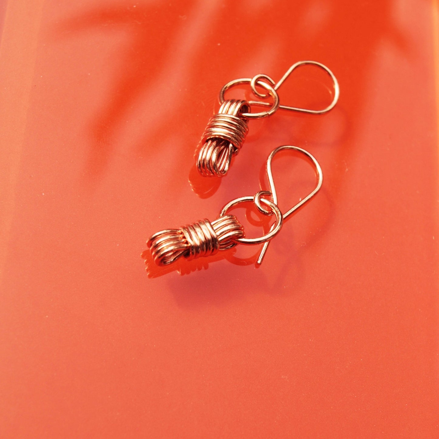 handmade nautical equestrian inspired wire wrapped copper earrings carrie foscato design USA