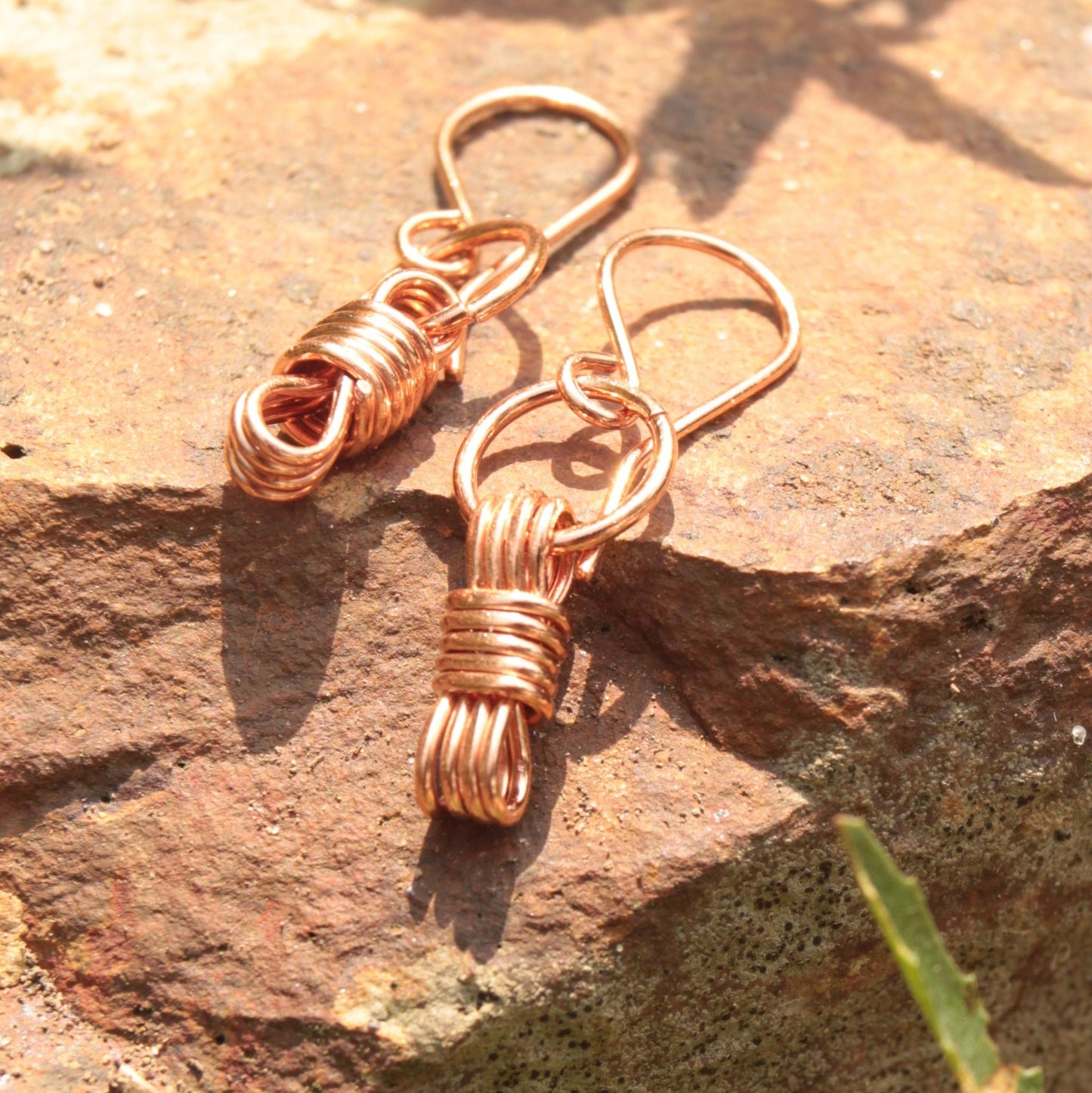 handmade nautical equestrian inspired wire wrapped copper earrings carrie foscato design USA