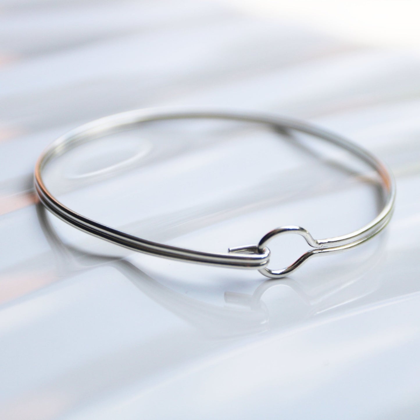 Sterling Silver Double Band Bangle – Modern & Minimalist Elegance