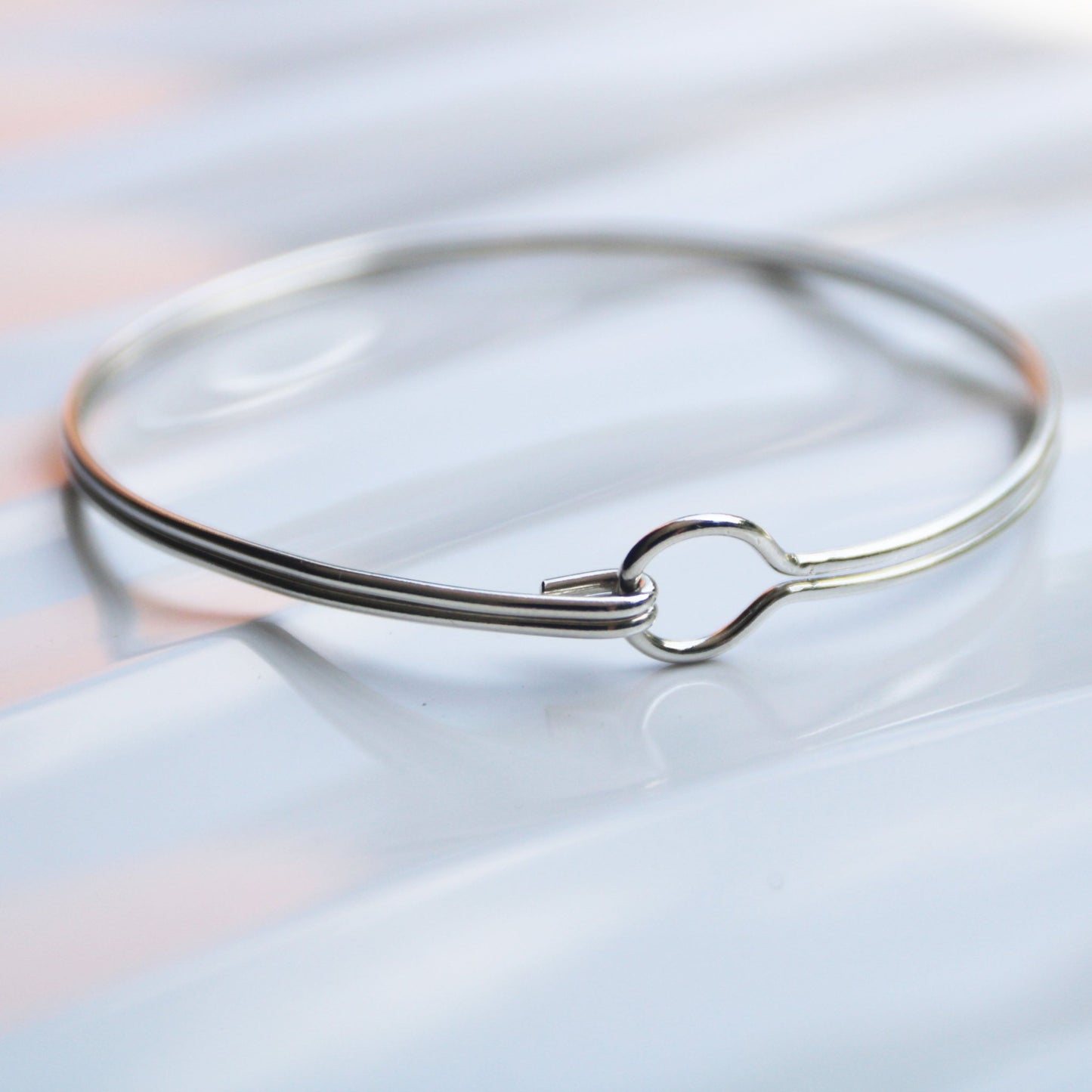 Sterling Silver Double Band Bangle – Modern & Minimalist Elegance