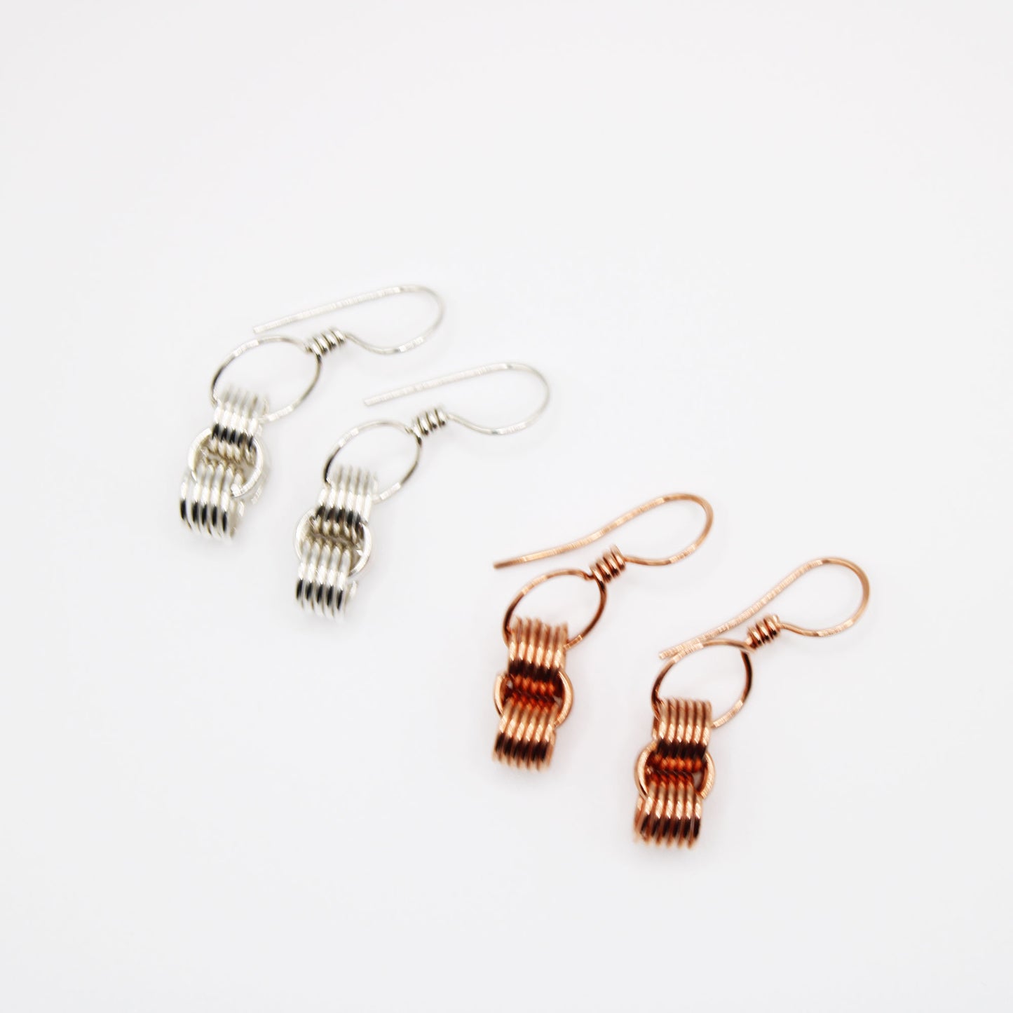triple coiled wire wrapped copper handmade earrings dangles