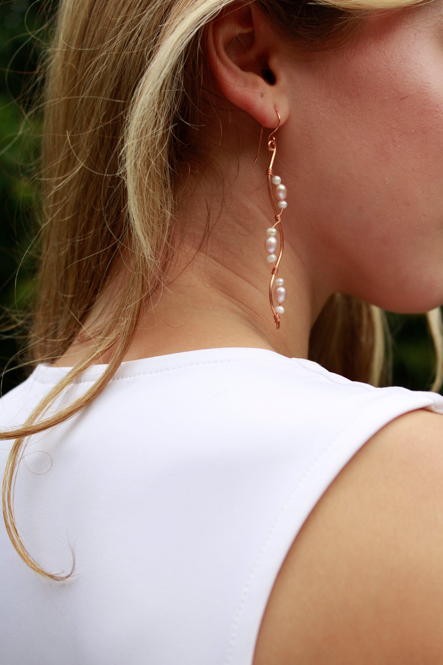 handmade earrings in copper and sterling silver