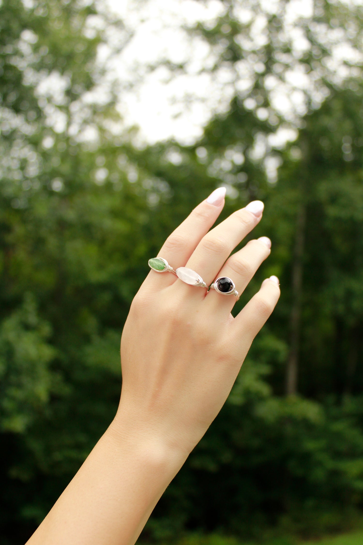 handmade wire wrapped rings in copper and sterling silver