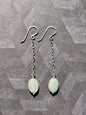 Aquamarine artisan sterling silver chain dangle earrings overhead