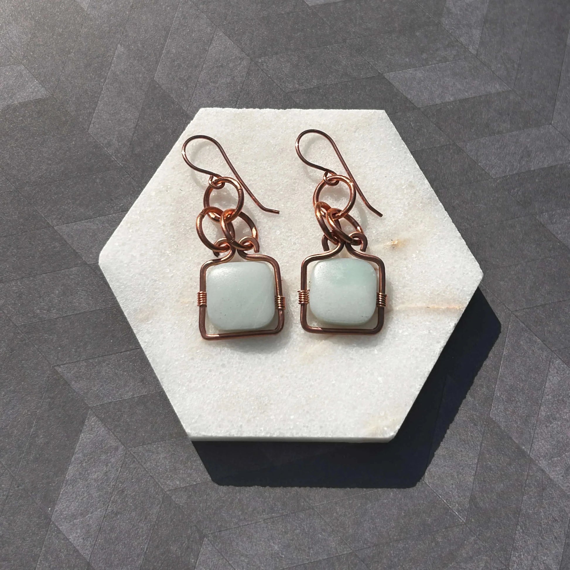 Copper Box & Links Earrings wire wrapped jewelry