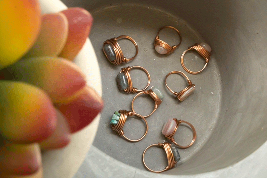 Custom original wire wrapped rings in copper or sterling silver