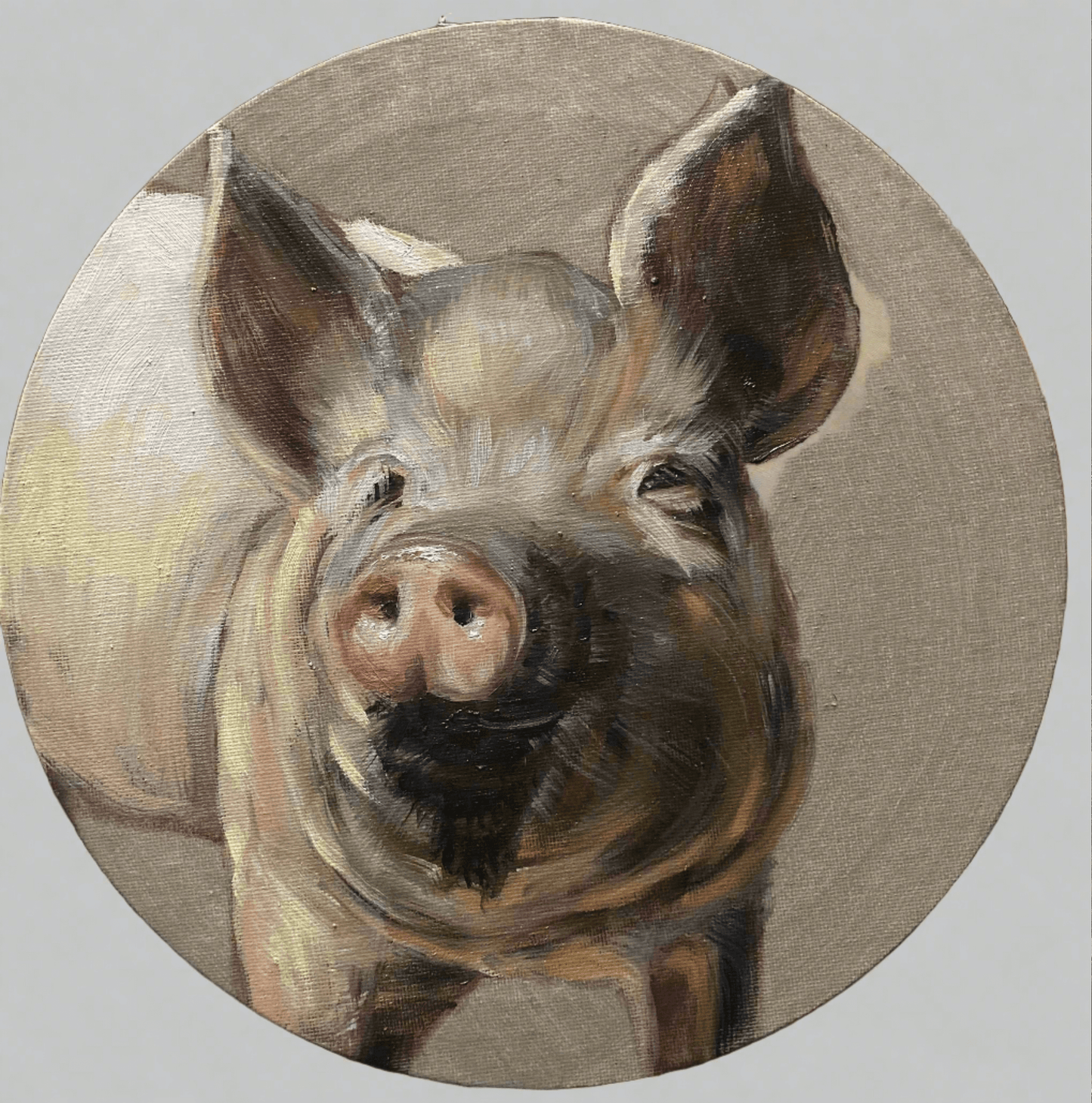 Farm Pig Oil Painting