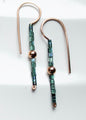 eco-friendly minimalist copper earrings with seed beads handmade by carrie foscato design USA