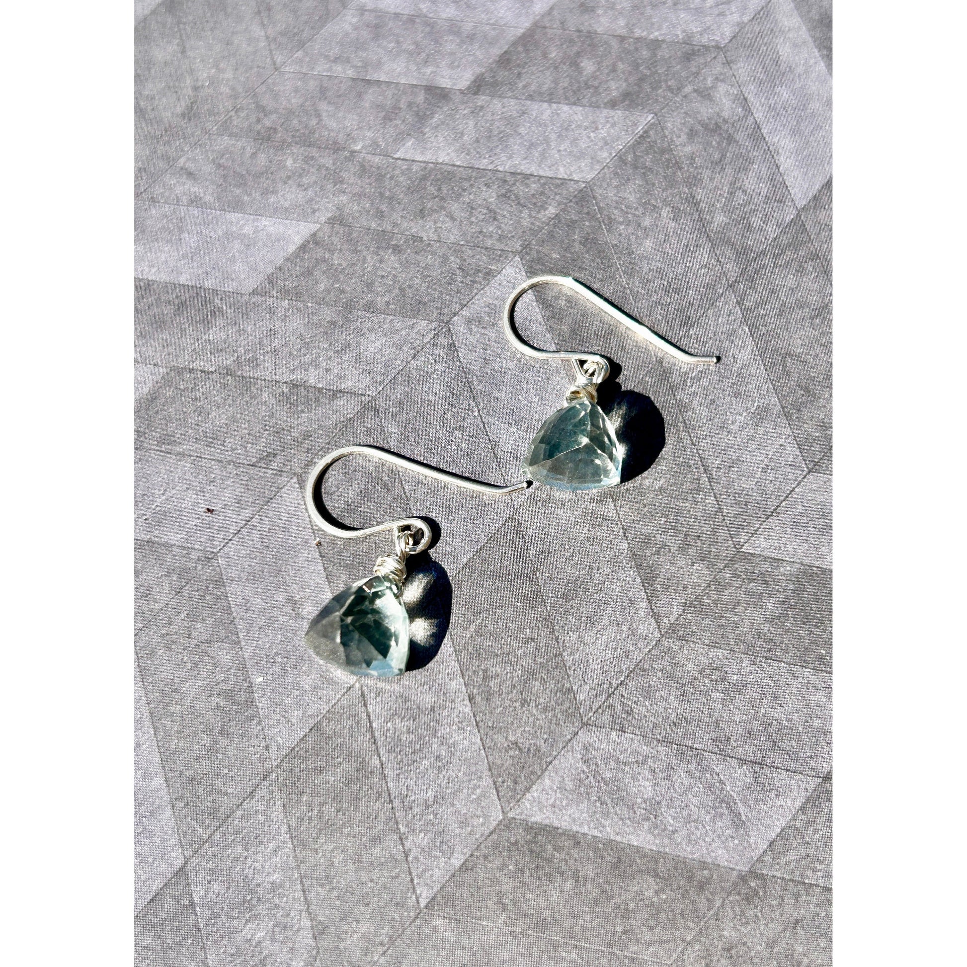 Green Mystic Topaz Wire Wrapped sterling silver handmade earrings made in Virginia