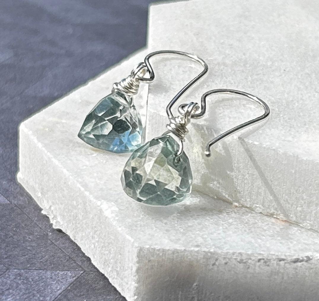 Green Mystic Topaz Wire Wrapped sterling silver handmade earrings made in Virginia