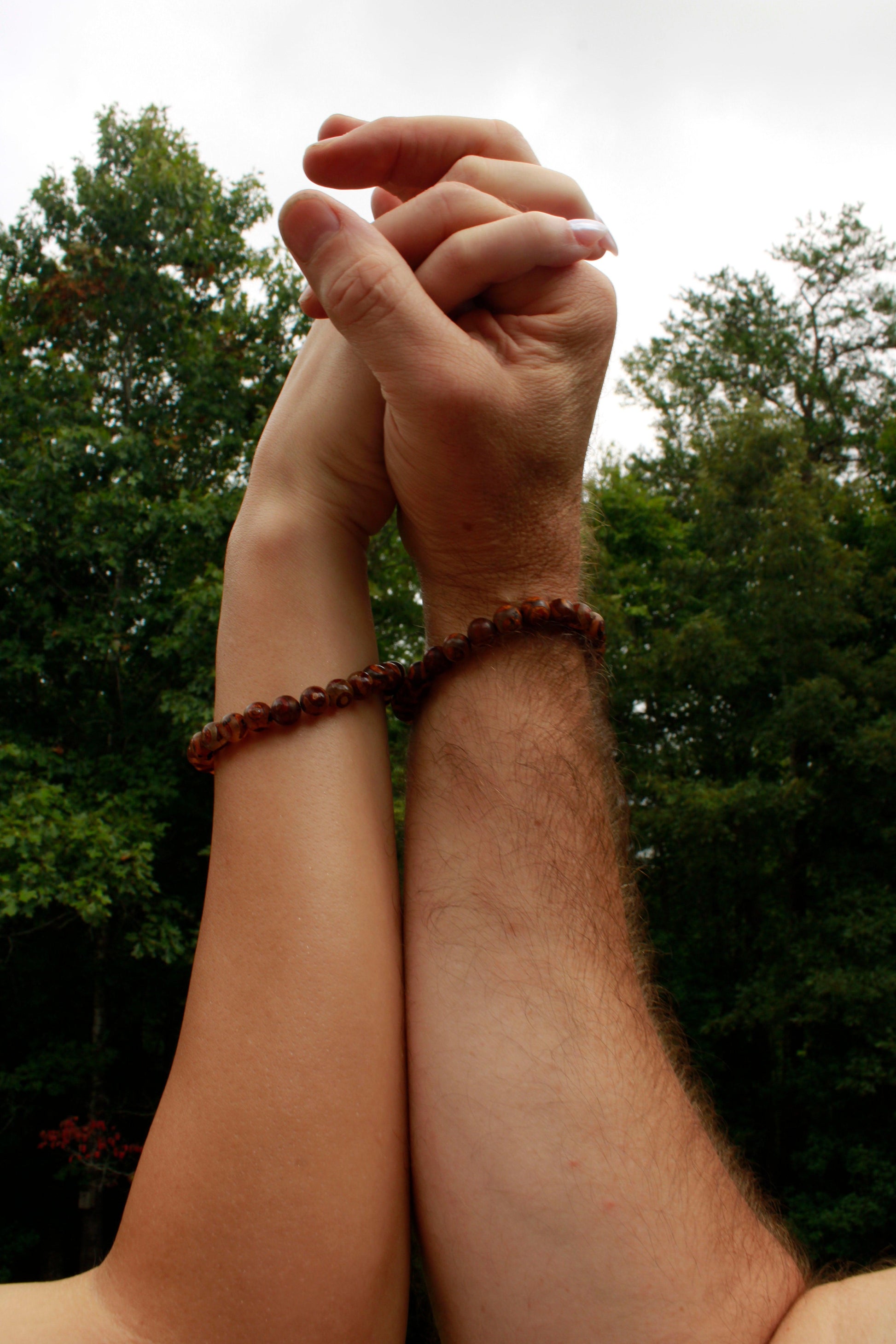 HIs and Hers tibetan agate stretch cord bracelets