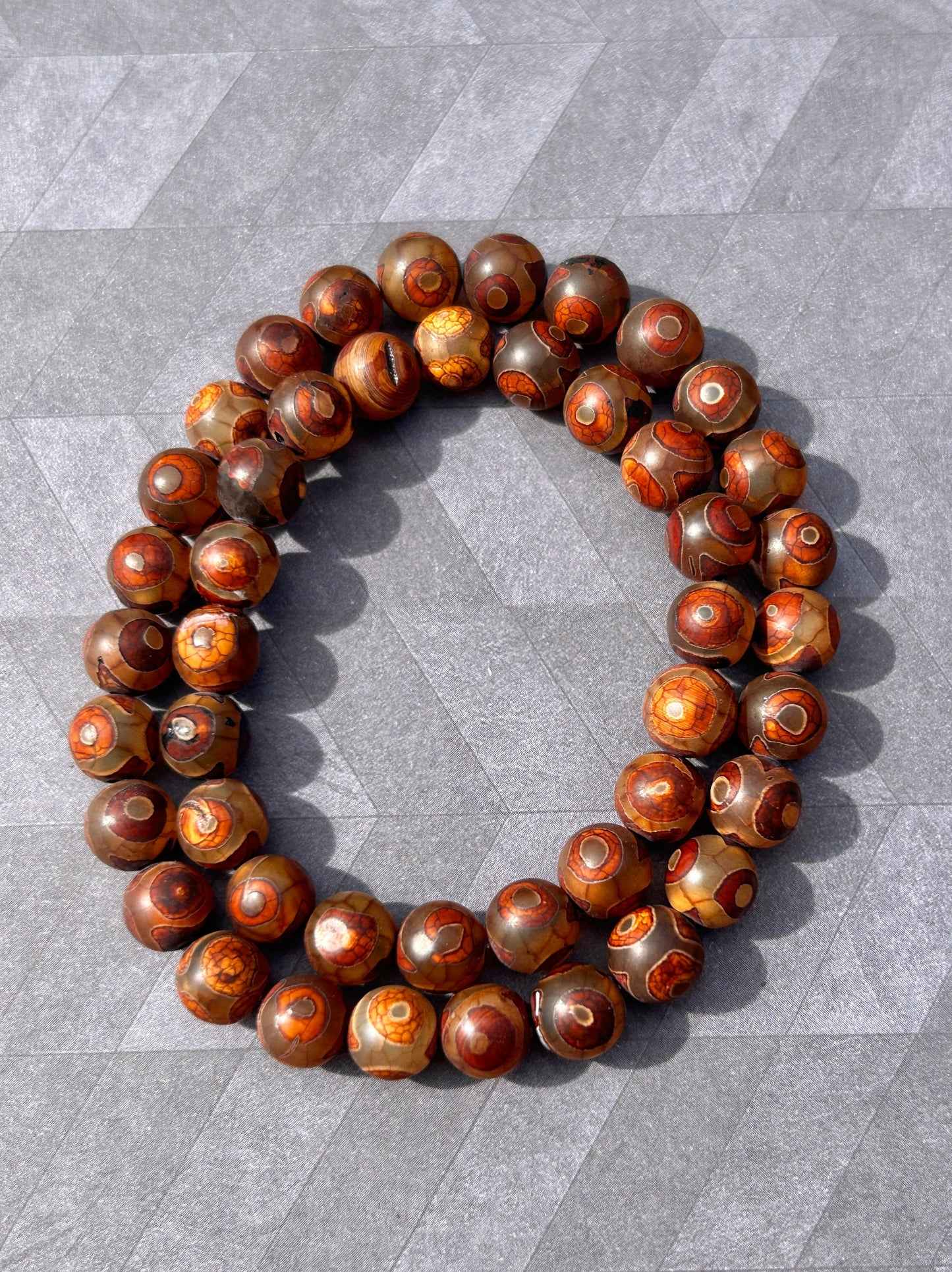 His & Hers Tibetan Agate stretch cord bracelets (red brown)