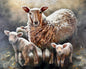 "Mama and Three Little Ones" Original Oil Painting sheep lambs farm