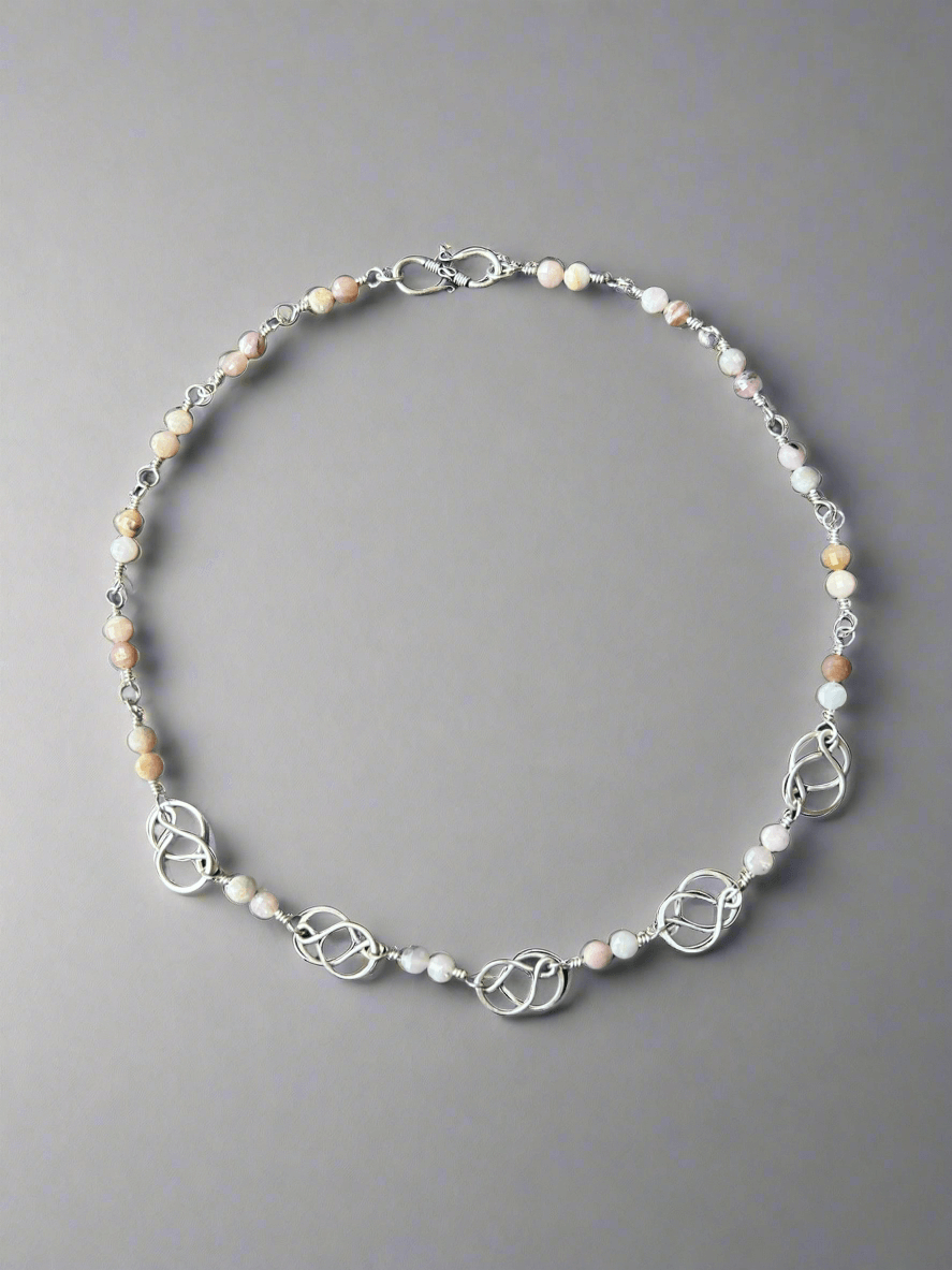 Peruvian Pink Opal Sterling Silver Necklace