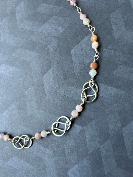 Peruvian Pink Opal Sterling Silver Necklace