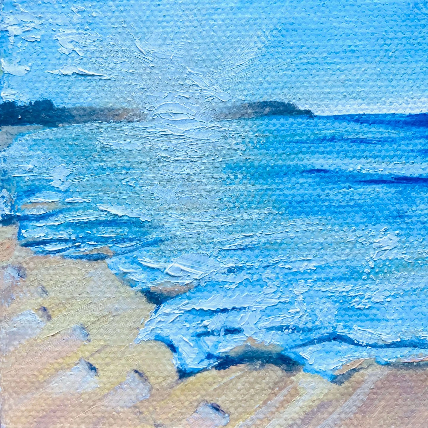 Set of 3 mini beach oil paintings