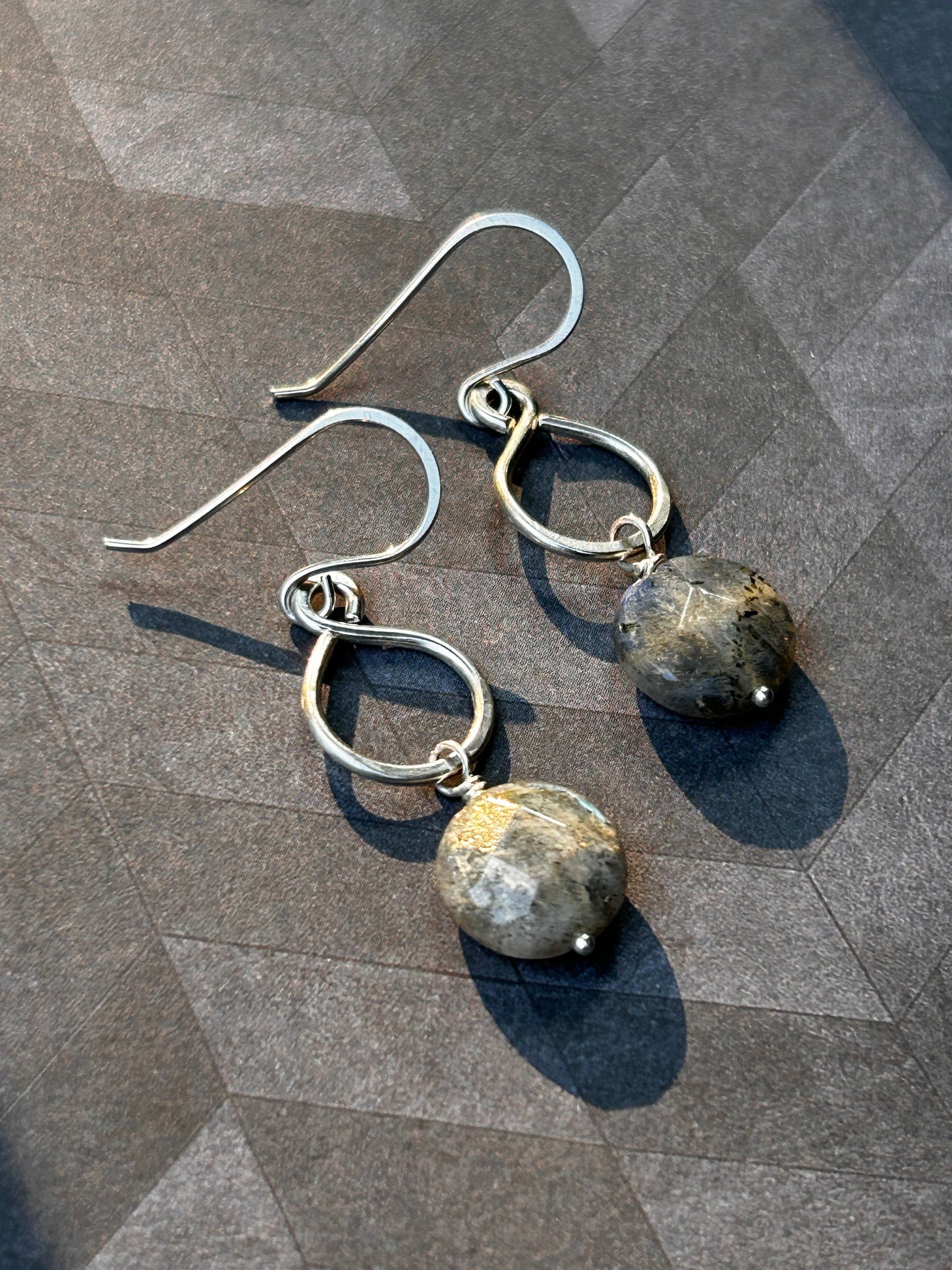 Sterling silver handmade artisan labradorite earrings Virginia