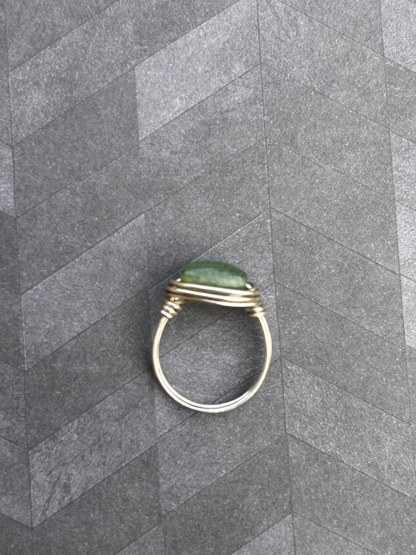 Sterling Silver Wire Wrapped Green Aventurine Ring