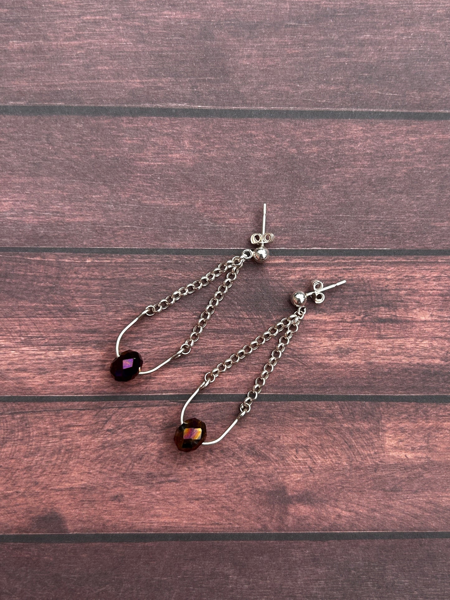 Swarovski Crystal chain & wire Sterling Silver Earrings