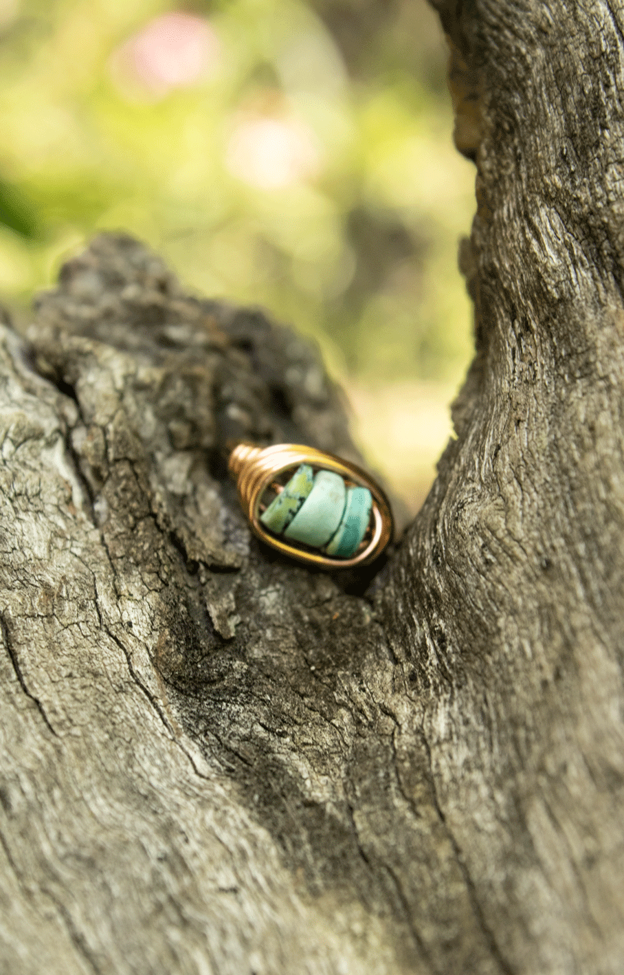 turquoise wire wrapped ring handmade