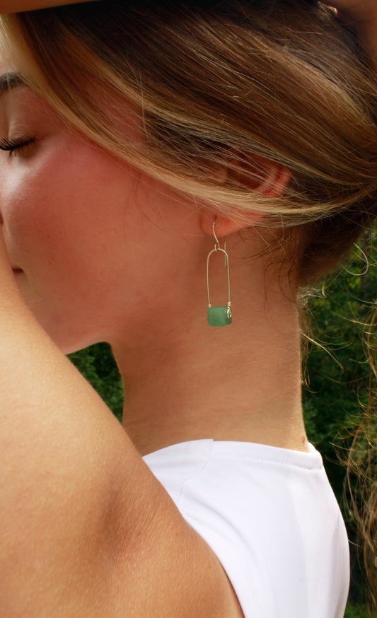 Aventurine Stirrup Earrings