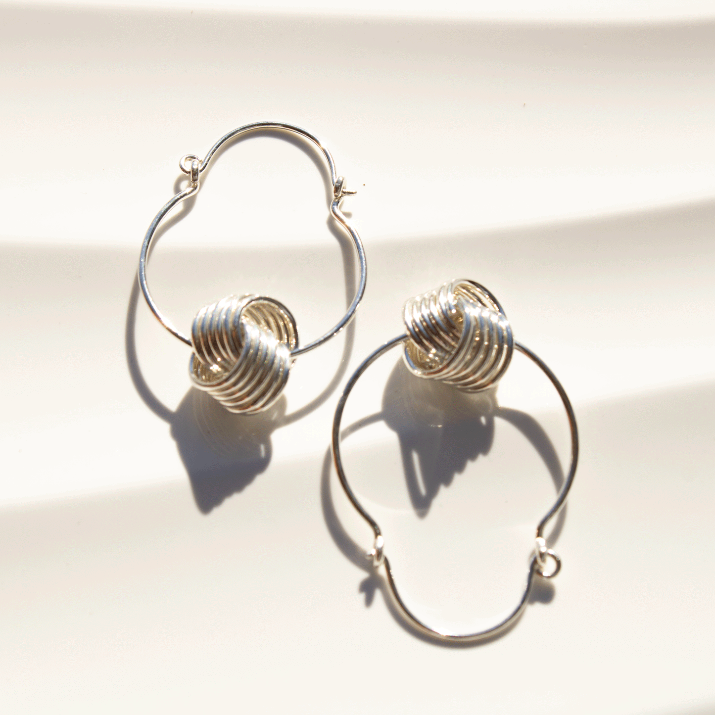 Coiled Knot Sterling Silver Hoop Earrings