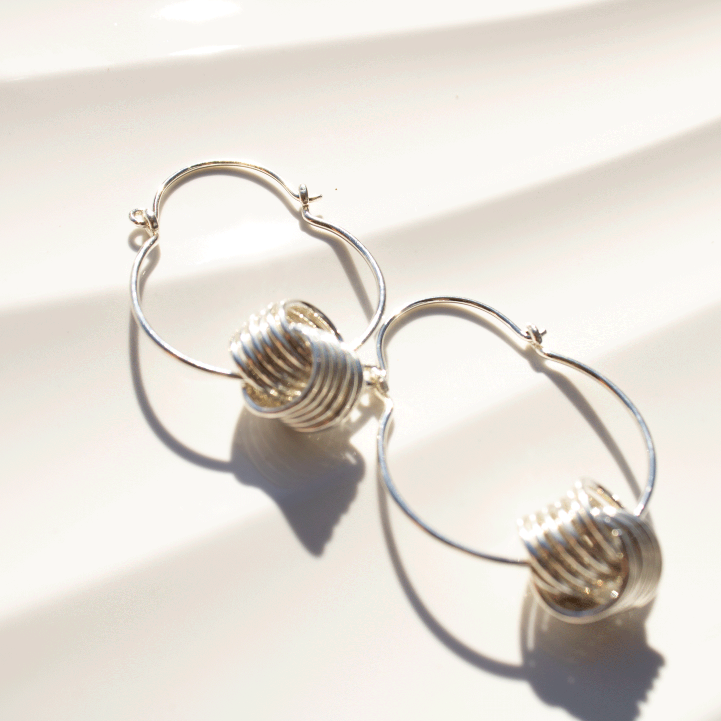 Coiled Knot Sterling Silver Hoop Earrings