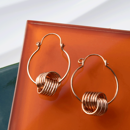 Vintage Inspired Coiled Knot Earrings in Copper