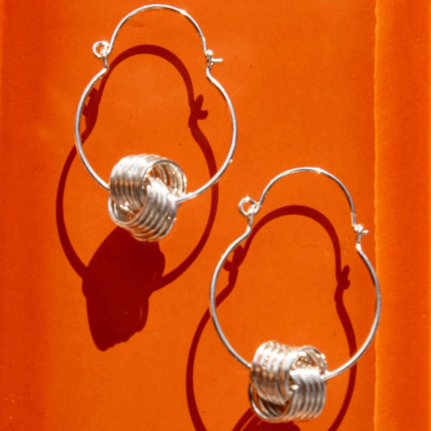 Coiled Knot Sterling Silver Hoop Earrings