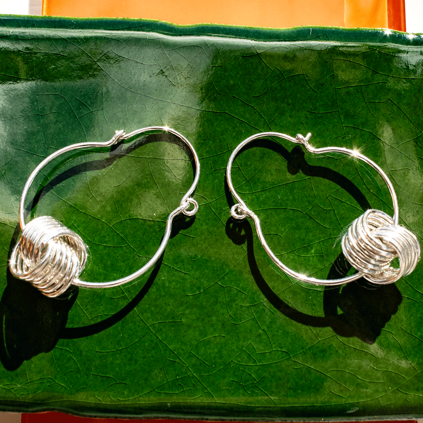 Coiled Knot Sterling Silver Hoop Earrings