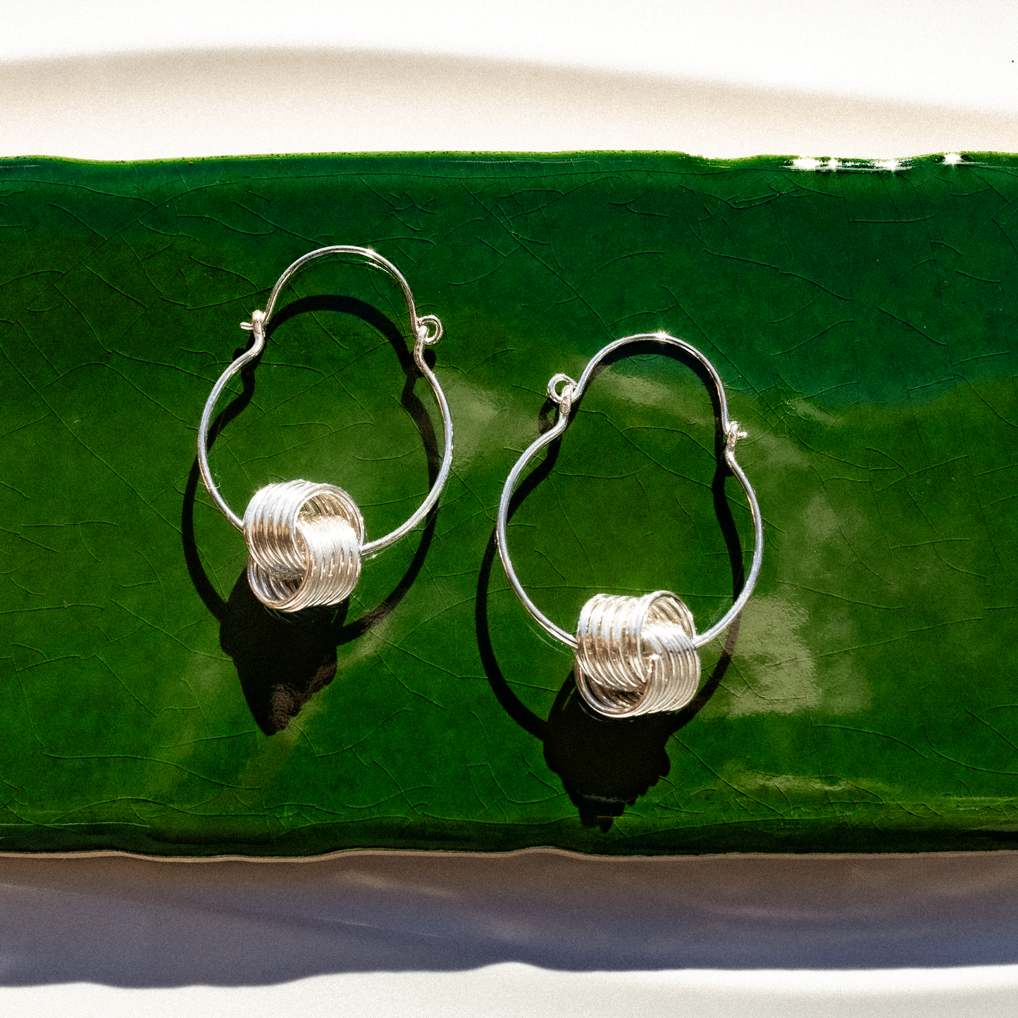 Coiled Knot Sterling Silver Hoop Earrings