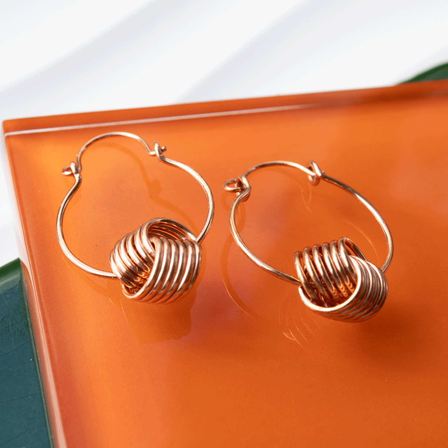 Vintage Inspired Coiled Knot Earrings in Copper