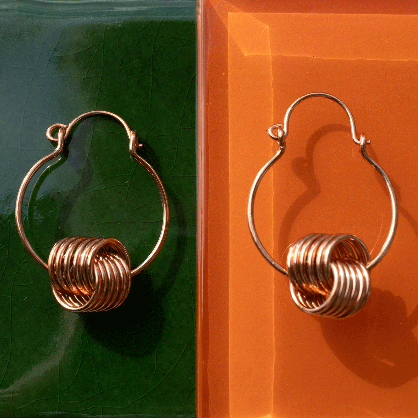 Vintage Inspired Coiled Knot Earrings in Copper