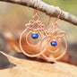 Copper Chandelier Earrings with Lapis Drops