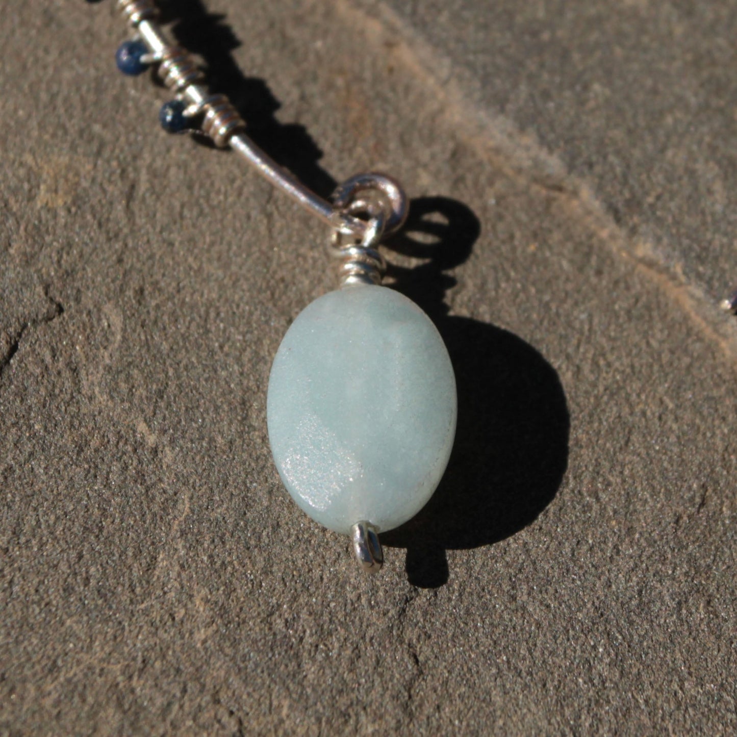 One-of-a-Kind Sterling Silver Hoop Earrings with Aquamarine, Lapis & Garnet – Handmade Wearable Art