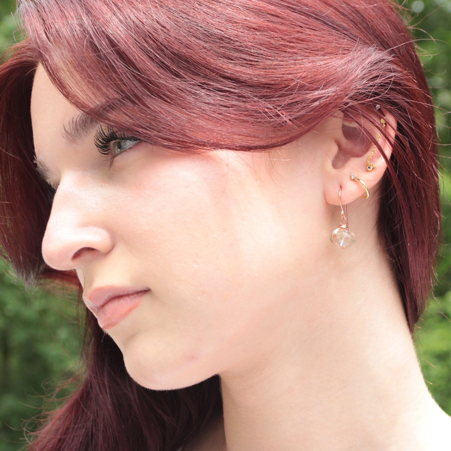 Prasiolite Chunk Earrings – Raw Elegance in Copper