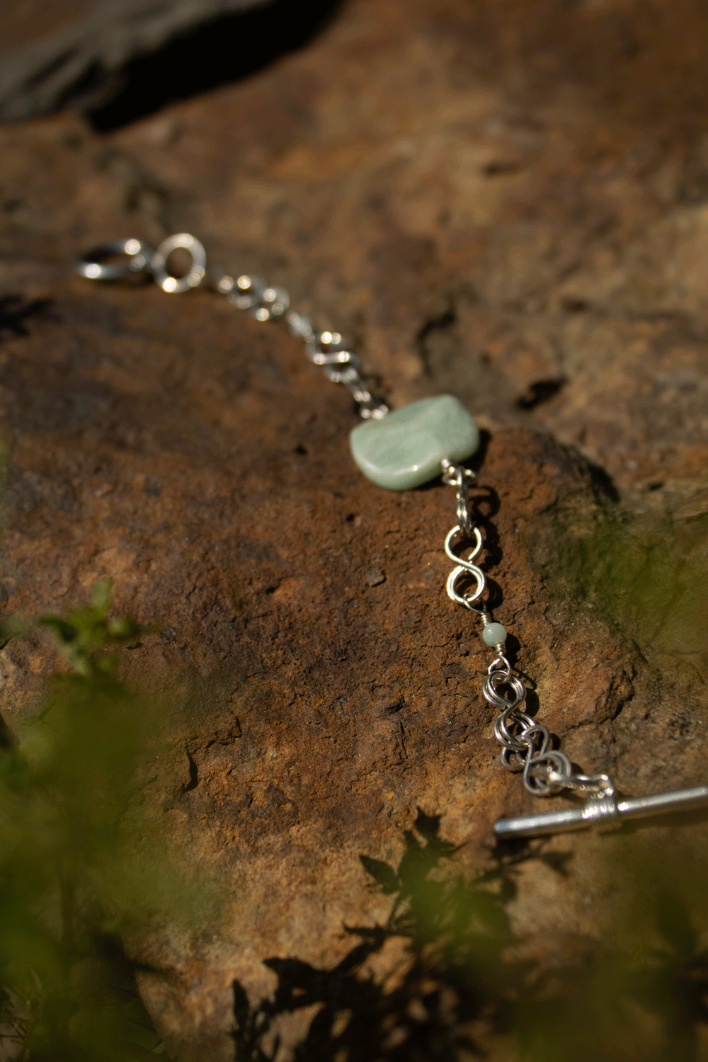 Sterling Silver Double Infinity Bracelet with Amazonite Gemstones