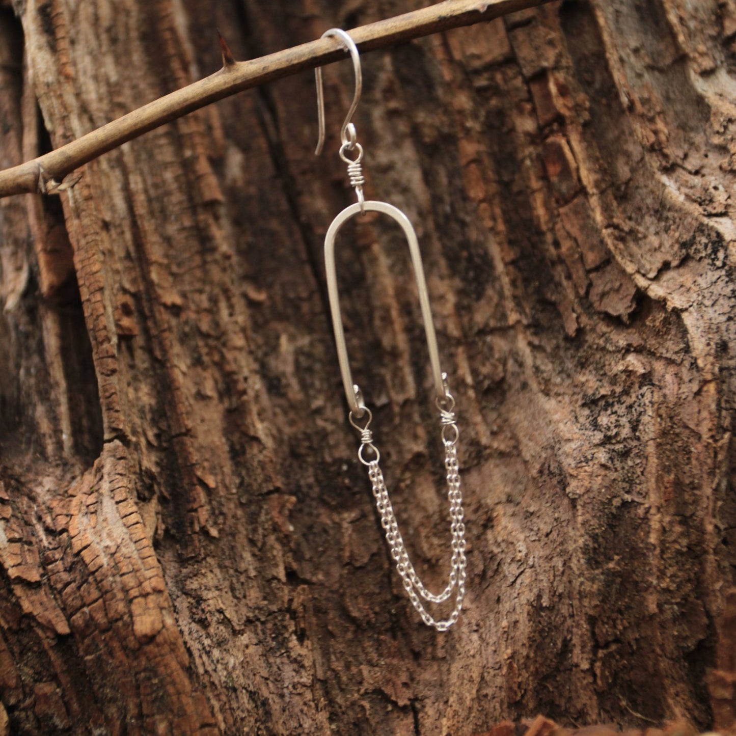 Sterling Silver Arch & Chain Earrings