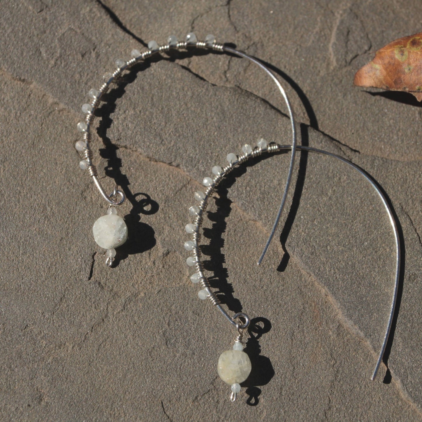 Sterling Silver Hoops with Faceted Aquamarine Stones – One-of-a-Kind Handmade Jewelry