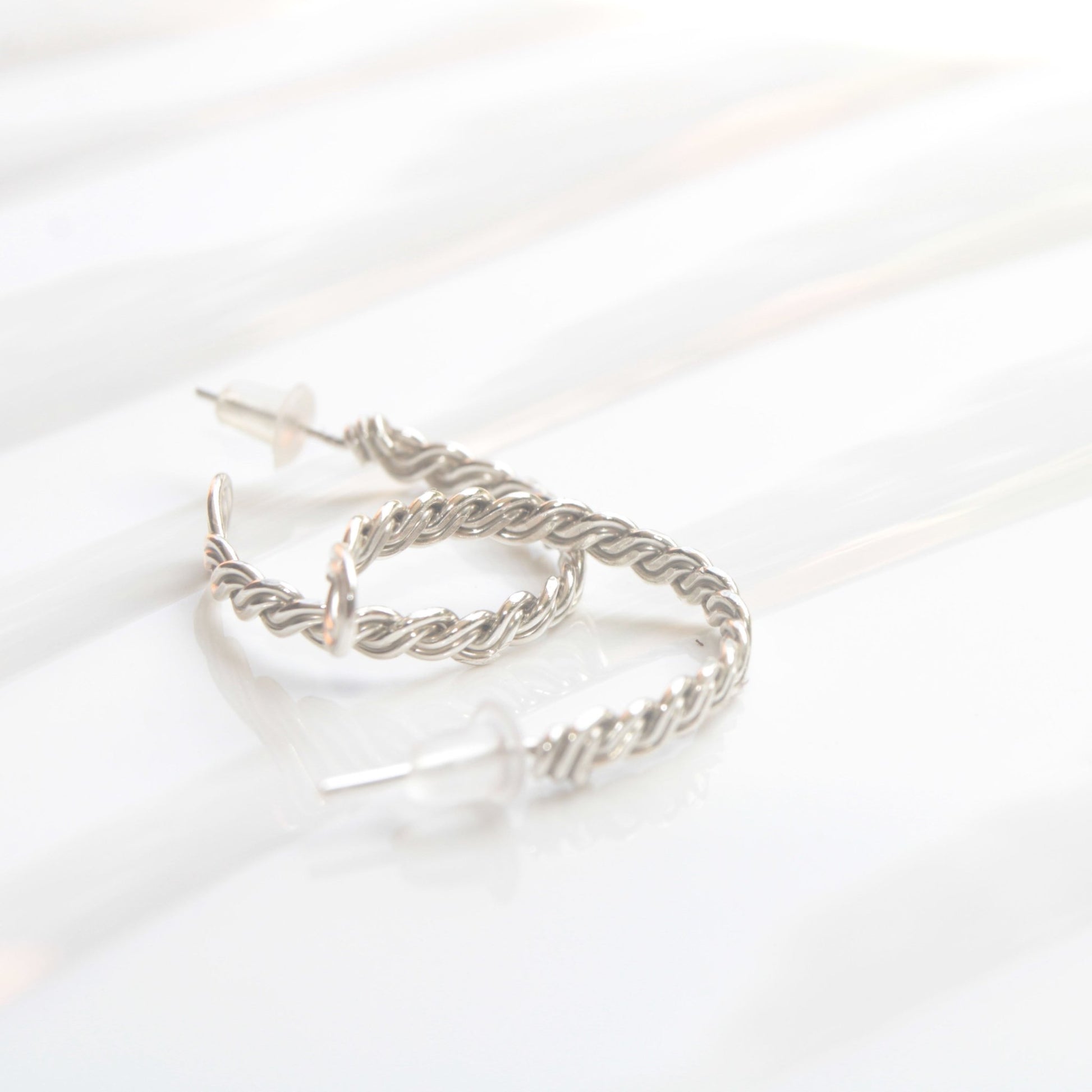 sterling silver twisted wire stud hoop earrings carrie foscato design made in usa